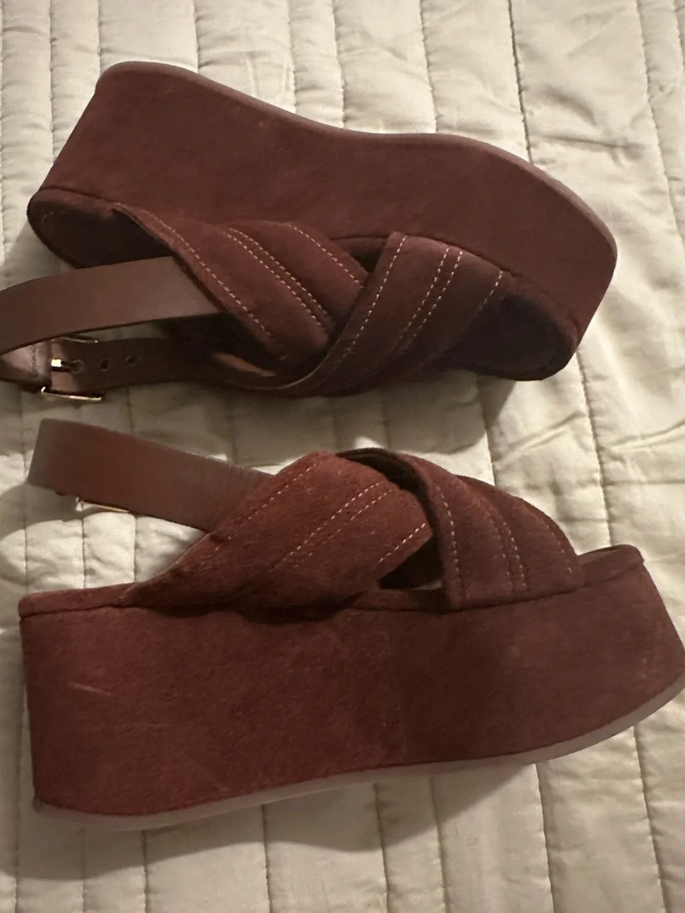 Free People Beach Party Platform Sandals in Cathay Spice Suede
